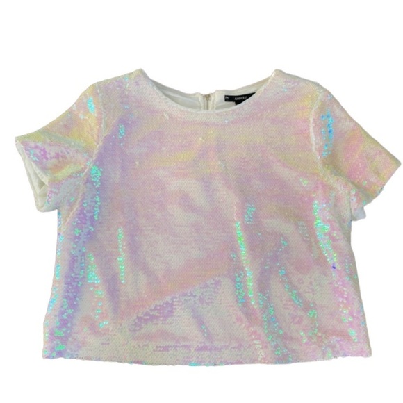 Forever 21 Sequin Top Short Sleeve Size - Picture 1 of 6